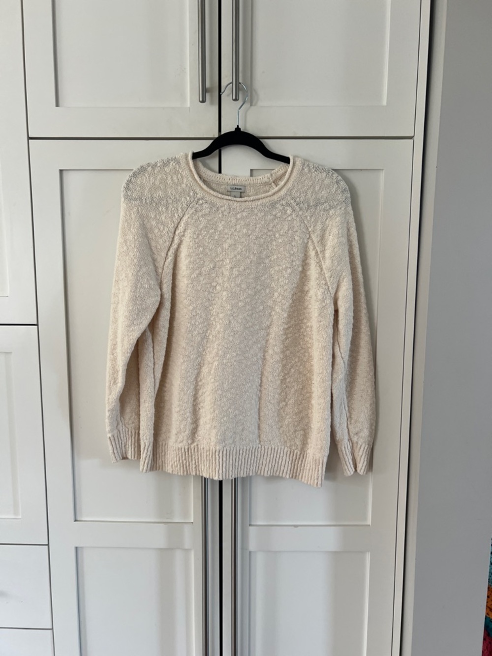 L.L. Bean Cream Textured Crewneck Sweater